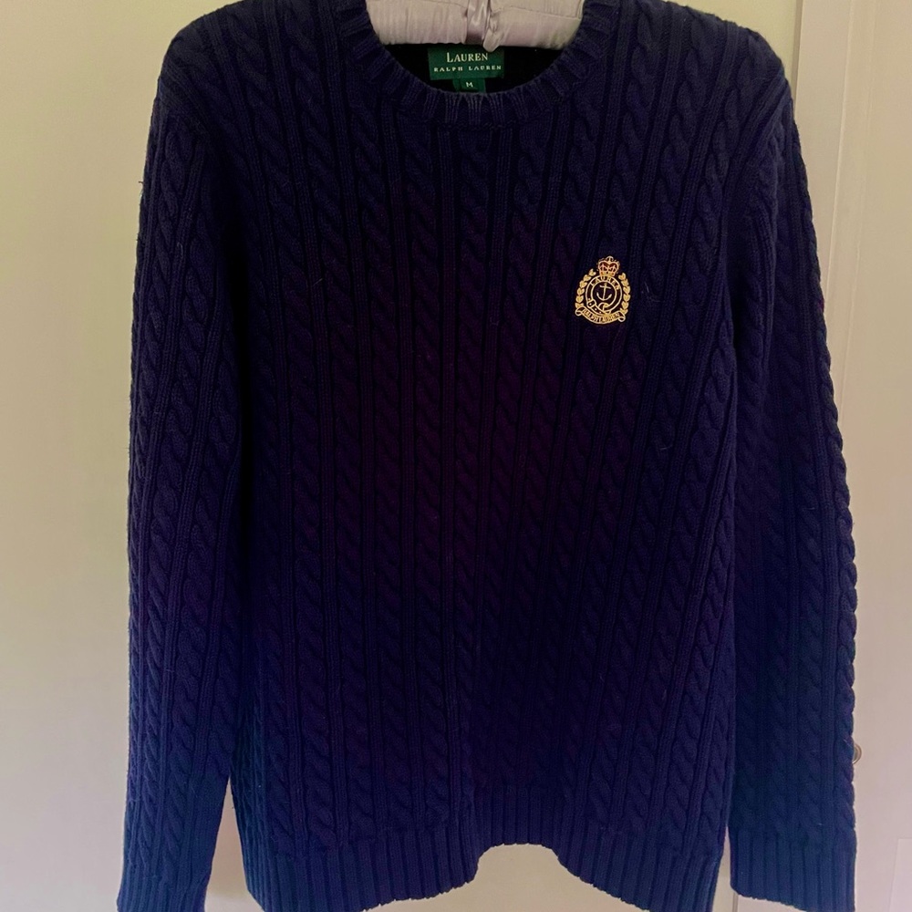 Ralph Lauren Heavy Cotton Dark Blue Cable Knit Sweater